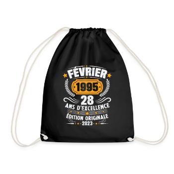 Cadeau D'anniversaire 28 Ans Février 1995 Vintage - Sac de sport léger - noir - Devant