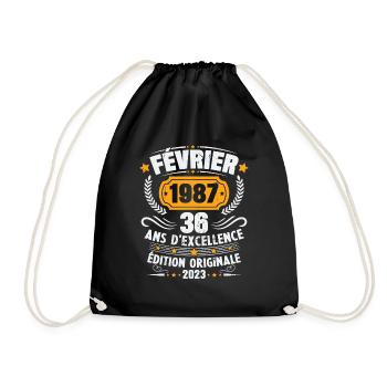 Cadeau D'anniversaire 36 Ans Février 1987 Vintage - Sac de sport léger - noir - Devant