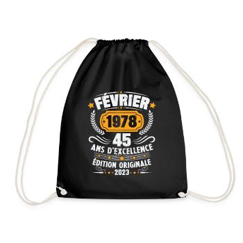 Cadeau D'anniversaire 45 Ans Février 1978 Vintage - Sac de sport léger - noir - Devant
