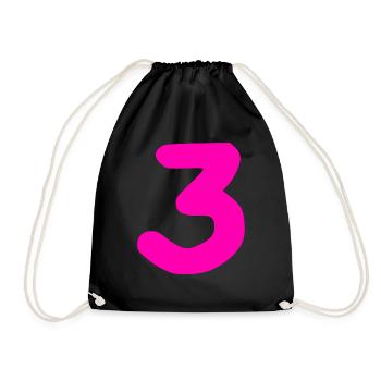 3 Jahre Geburtstag pink - Turnbeutel - Schwarz - Vorne