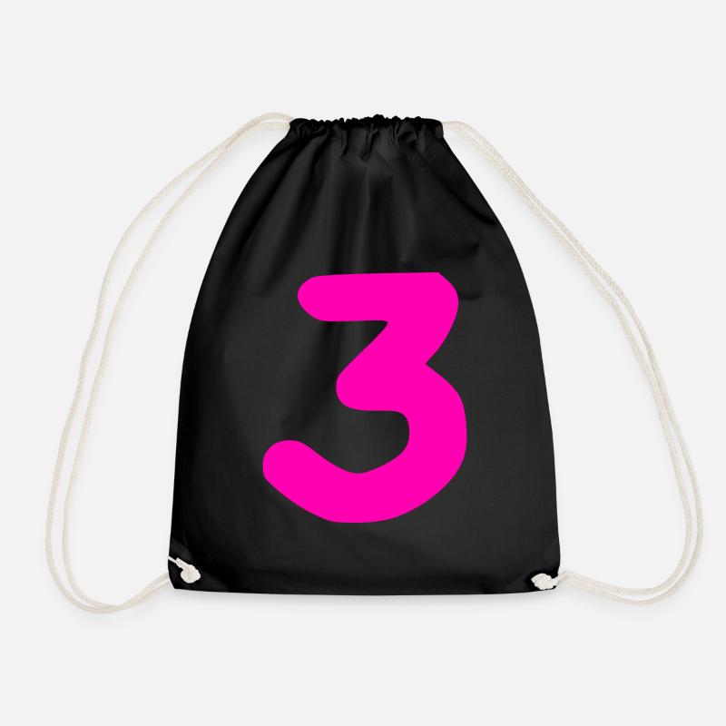 3 years birthday pink - Drawstring Bag - black