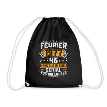 Rétro Cadeau D'anniversaire 46 Ans Février 1977 - Sac de sport léger - noir - Devant