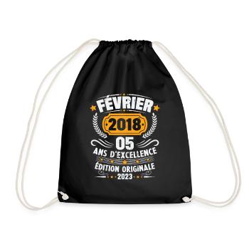 Cadeau D'anniversaire 5 Ans Février 2018 Vintage - Sac de sport léger - noir - Devant