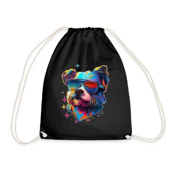 West Highland White Terrier Hipster Dog - Drawstring Bag - black - Front