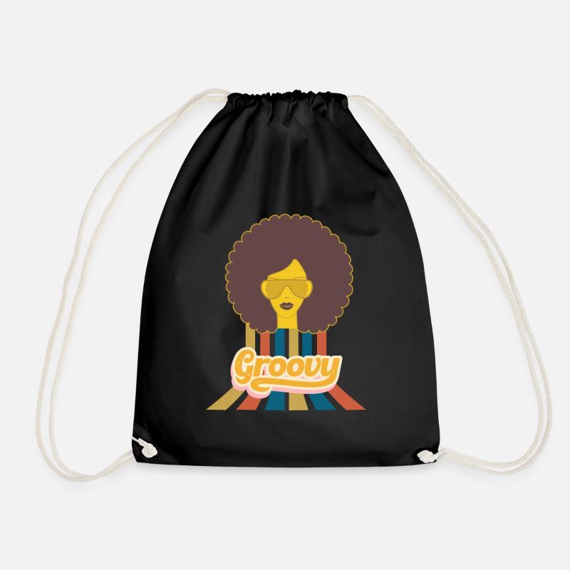 Groovy Afro - Drawstring Bag - black