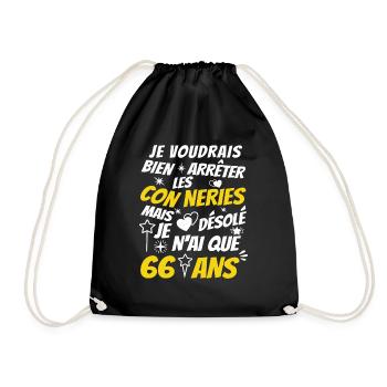 conneries 66 ans / humour anniversaire 66 ans - Sac de sport léger - noir - Devant