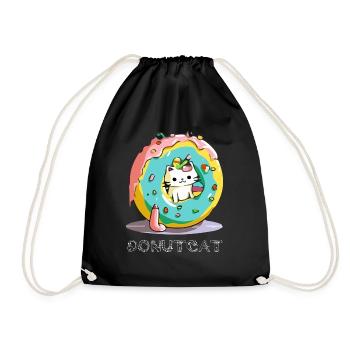 Donutcat - Drawstring Bag - black - Front