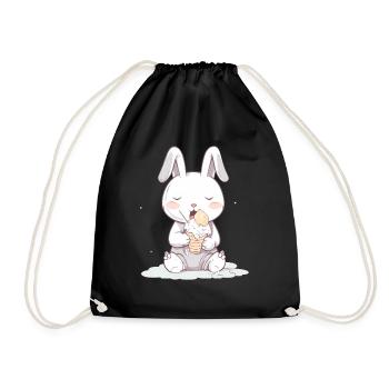 Gâterie estivale : Lapin avec crème glacée - Sac de sport léger - noir - Devant