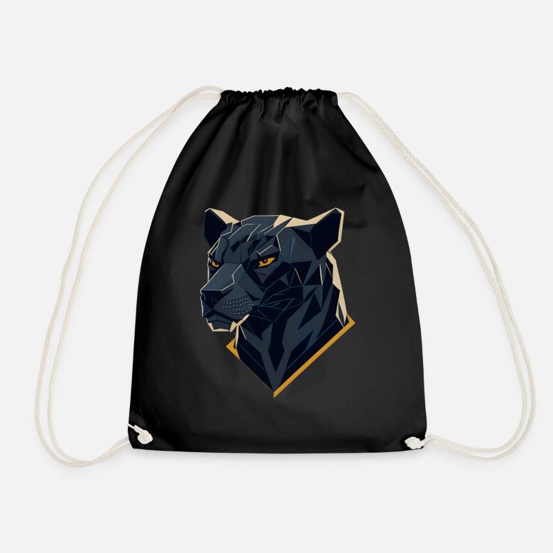 Geometrischer Panther - Turnbeutel - Schwarz