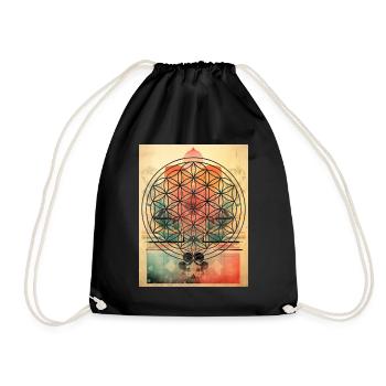 Flowers of Life Sacred Geometry Spirituality - Drawstring Bag - black - Front
