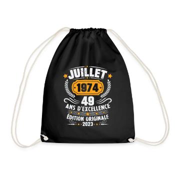 Vintage 1974 Juillet Cadeau D'anniversaire 49 Ans - Sac de sport léger - noir - Devant
