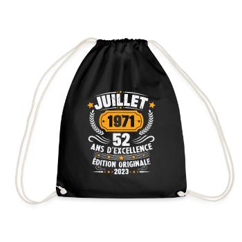 Vintage 1971 Juillet Cadeau D'anniversaire 52 Ans - Sac de sport léger - noir - Devant