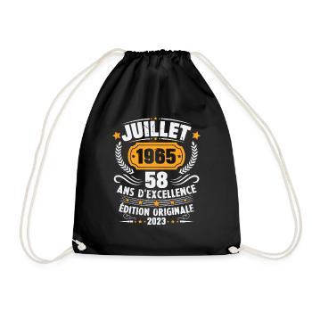 Vintage 1965 Juillet Cadeau D'anniversaire 58 Ans - Sac de sport léger - noir - Devant