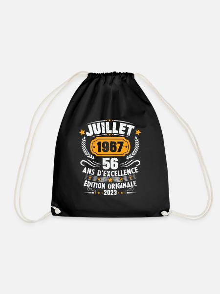 Vintage 1967 Juillet Cadeau D'anniversaire 56 Ans - Sac de sport léger - noir