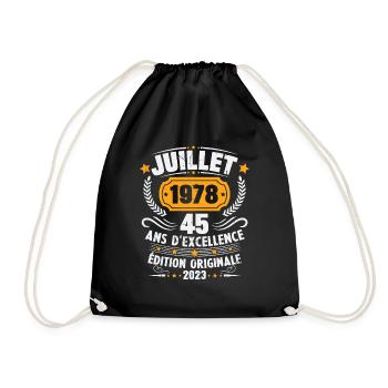 Vintage 1978 Juillet Cadeau D'anniversaire 45 Ans - Sac de sport léger - noir - Devant