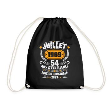 Vintage 1969 Juillet Cadeau D'anniversaire 54 Ans - Sac de sport léger - noir - Devant