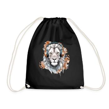 Heko the audiophile lion - Drawstring Bag - black - Front
