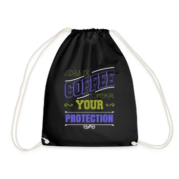 fun coffee sayings funny sayings jokes tired - Drawstring Bag - black - Front