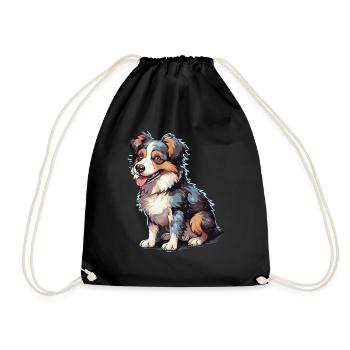 Un chiot brun gris blanc chien - Sac de sport léger - noir - Devant