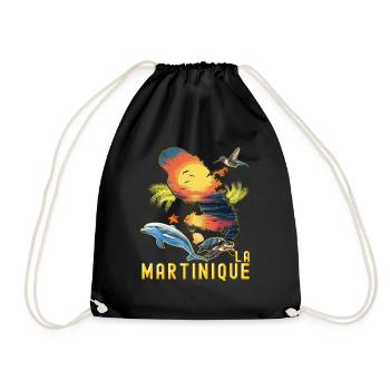 Martinique Dauphin Tropical Et Tortue Marine - Sac de sport léger - noir - Devant