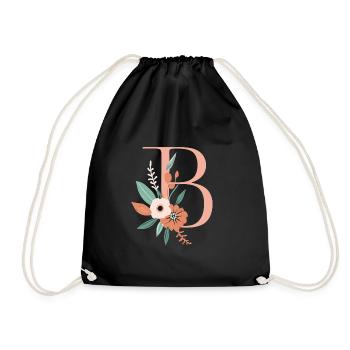 B typography floral - Turnbeutel - Schwarz - Vorne