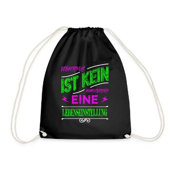 geburtstagsgeschenkidee bday veganer gesundheit - Turnbeutel - Schwarz - Vorne