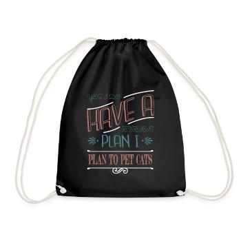 Pet Cat Bday Guenon Fun Persian Happy Cats Mammal - Drawstring Bag - black - Front