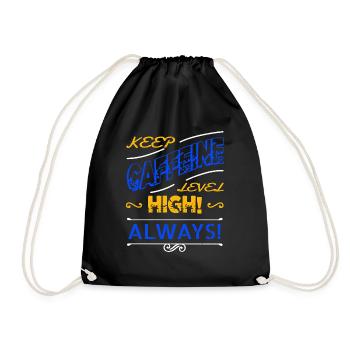 office caffeine coffee cup geek tired funny coffee - Drawstring Bag - black - Front