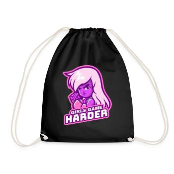 Girls Game Harder - Drawstring Bag - black - Front