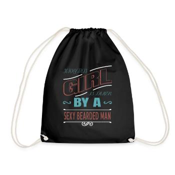 beard gang father chubby bear antiviral - Drawstring Bag - black - Front