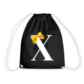 Letter x yellow bow - Drawstring Bag - black - Front