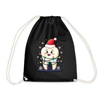 Zähne Weihnachten Zahnarzt Geschenk - Turnbeutel - Schwarz - Vorne