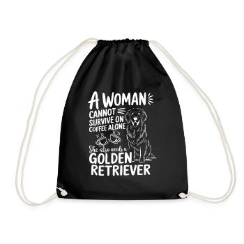 A Woman Cannot Survive On Coffee Alone - Drawstring Bag - black - Front