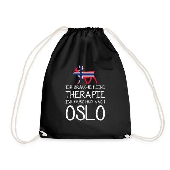 Ich brauche keine Therapie Ich muss nur nach Oslo - Turnbeutel - Schwarz - Vorne