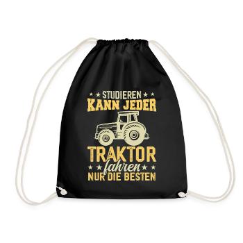 Anyone can study tractor driving only the best - Drawstring Bag - black - Front