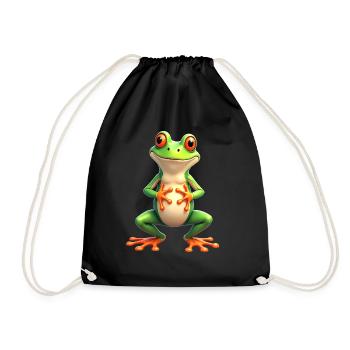 frog funny tree frog red-eyed tree frog - Drawstring Bag - black - Front