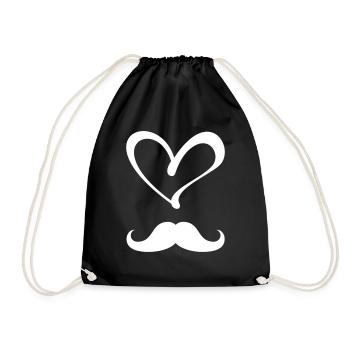 Love Moustache Gentleman Hipster - Drawstring Bag - black - Front