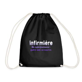 Nurse My Superpower Humor - Drawstring Bag - black - Front