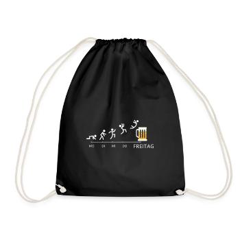 Bier Evolution Saufen JGA - Turnbeutel - Schwarz - Vorne