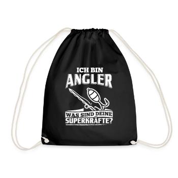 Lustiges Angel Angler Shirt Ich Bin Angler - Turnbeutel - Schwarz - Vorne