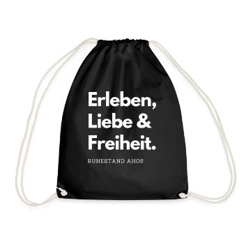 Erleben Liebe Freiheit - Turnbeutel - Schwarz - Vorne