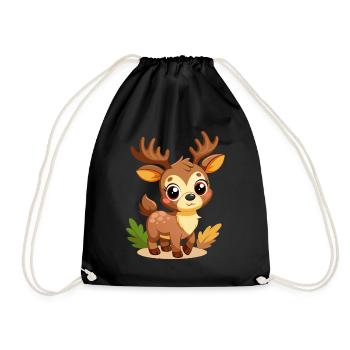 Cute Baby Moose - Drawstring Bag - black - Front