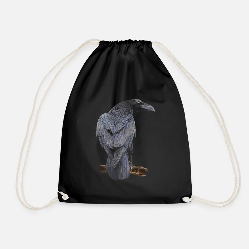 Crow - Drawstring Bag - black