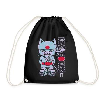 Chat mouraï flex - Drawstring Bag - black - Front