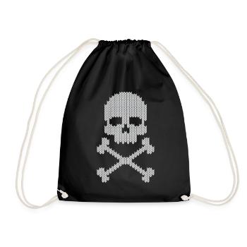 Schädel skull gestrickte - Turnbeutel - Schwarz - Vorne