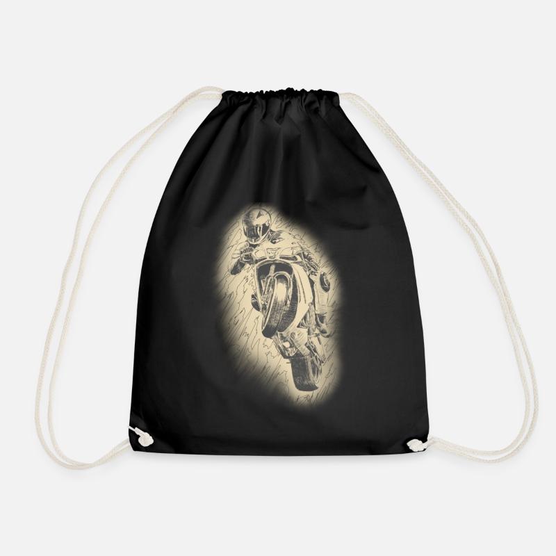 motorcycle - Drawstring Bag - black
