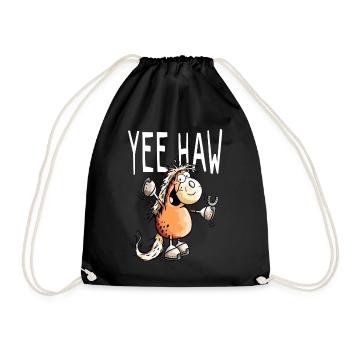 Yee Haw Pferd - Pony - Comic - Cartoon - Horse - Turnbeutel - Schwarz - Vorne
