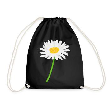 Blume Gänseblümchen mit Stiel - Turnbeutel - Schwarz - Vorne