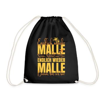 Endlich wieder Malle - Sonne Strand und Bier - Turnbeutel - Schwarz - Vorne