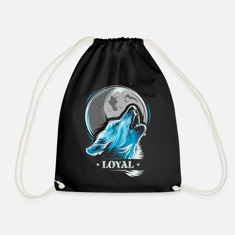 loyal wolf moon tee shirt Wölfe Mond blue - Turnbeutel - Schwarz